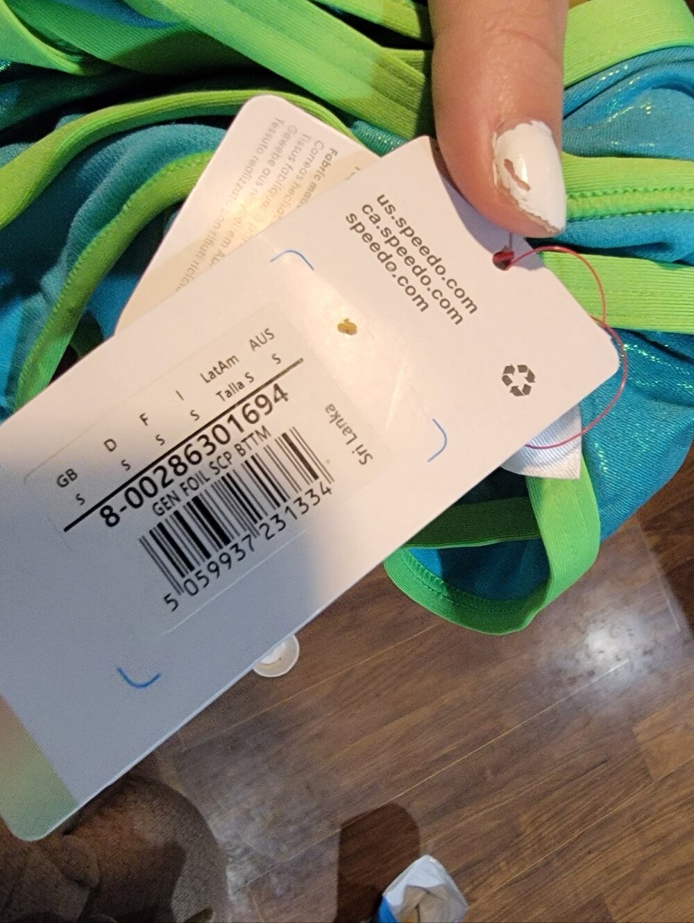NWT Women's FLU3NTE Foil Cheeky Scoop Bikini Top And Bottoms Set Aqua Blue SMALL - Picture 3 of 3
